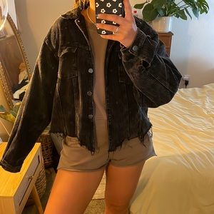 12th Tribe Black Frayed Jacket, Size Medium